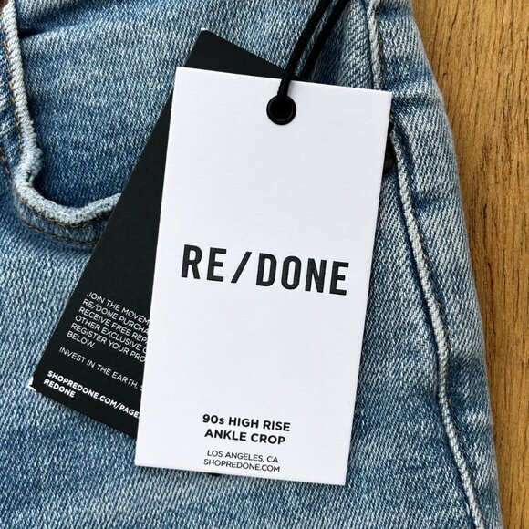 RE/DONE 90s HIGH RISE ANKLE CROP JEANS WOMEN’S sz 24 Button Fly Blue Stretch NWT - Picture 4 of 16